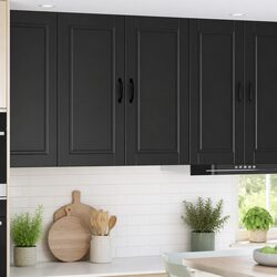 Wall Cabinet PORTO Black Kitchen Storage Engineered Wood 80x31x80cm