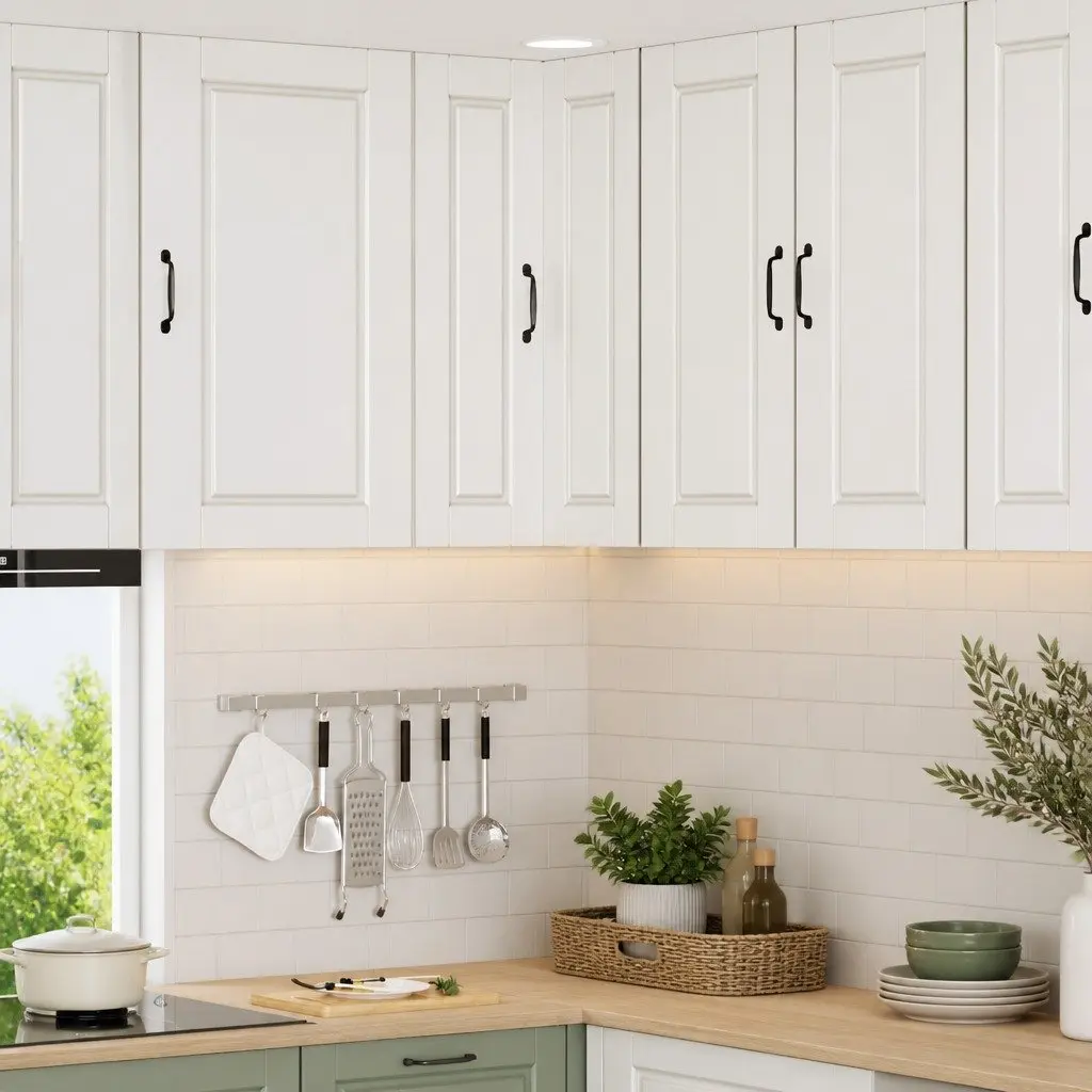 Wall-mounted Corner Kitchen Cabinet White 57x57x80cm Engineered Wood Storage Shelves Compartments