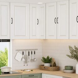 Wall Corner Kitchen Cabinet White 57x57x80cm Storage Shelves Compartments