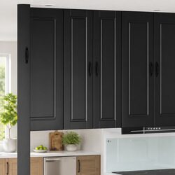 Wall Cabinet Kitchen Storage Black Engineered Wood 30x31x100cm Mounted Shelves