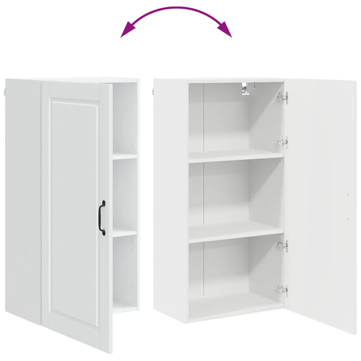 Wall Cabinet Kitchen Storage White Engineered Wood 50x31x100cm Shelves Organiser