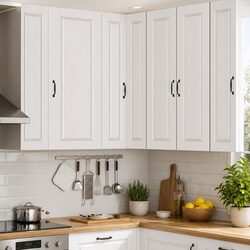White Wall Corner Kitchen Cabinet 57x57x100cm Storage Unit Shelf Organiser