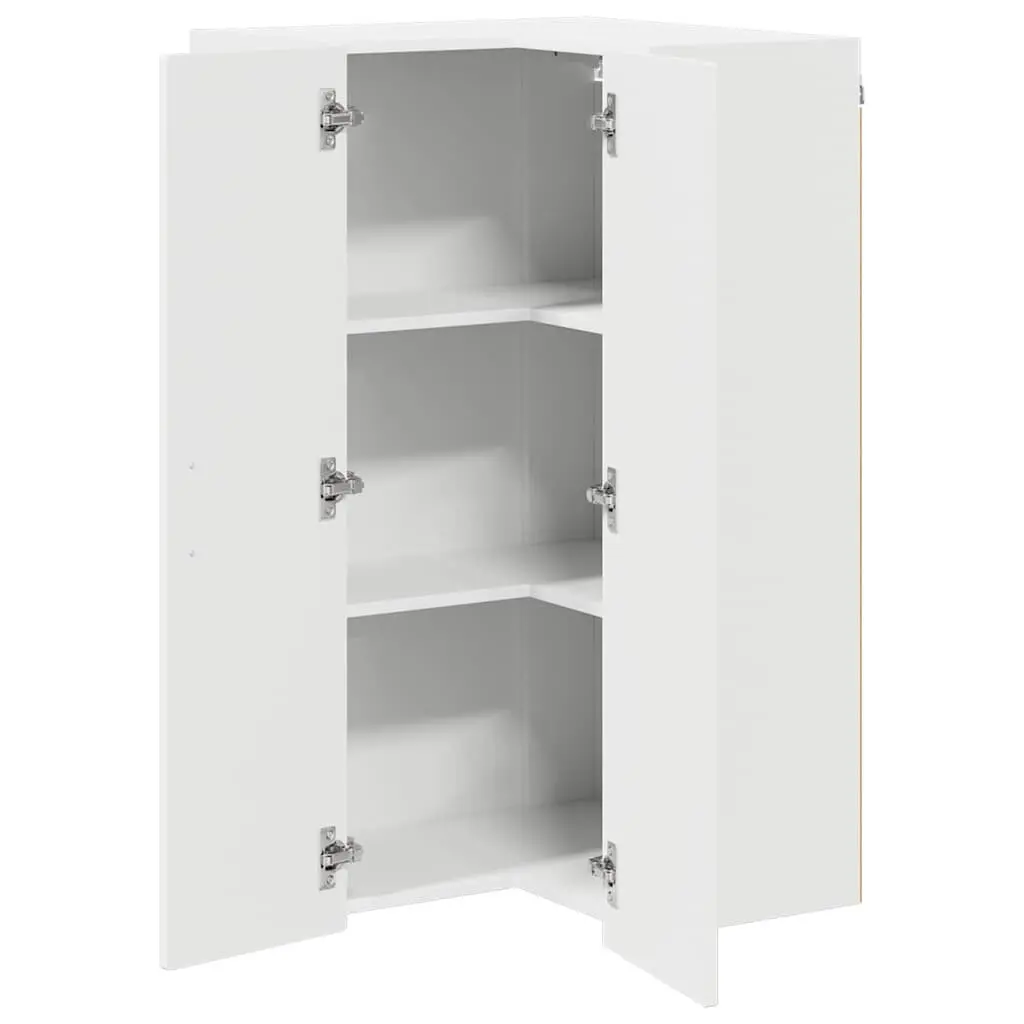 White Wall Corner Kitchen Cabinet 57x57x100cm Storage Unit Shelf Organiser