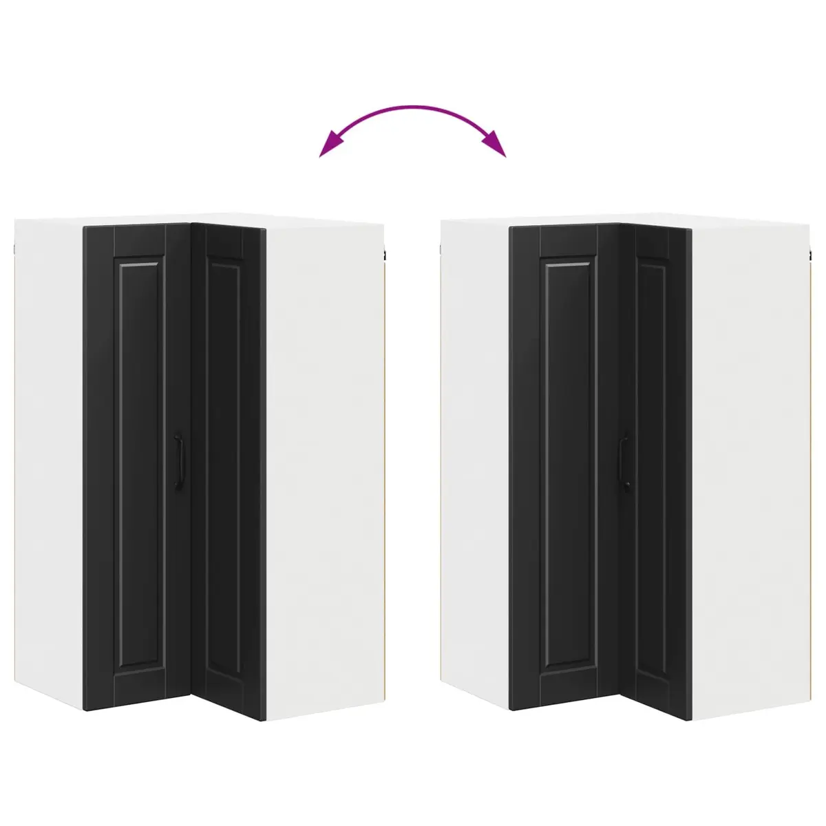 Wall Corner Kitchen Cabinet Black Engineered Wood 57x57x100cm