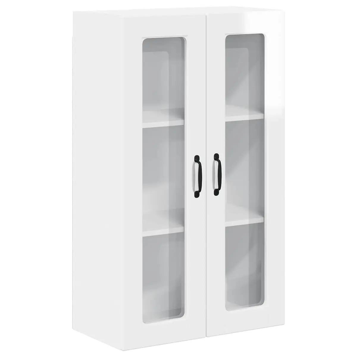 Wall Glass Cabinet High Gloss White Kitchen Storage Wall-Mounted Compartment