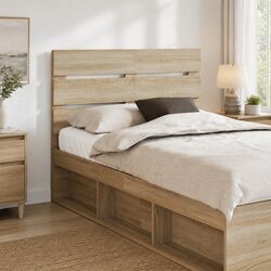 Headboard Engineered Wood Rectangular Modern Bedroom Furniture Brown Minimalist