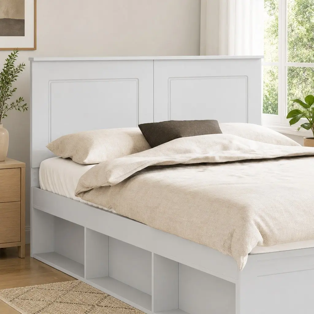 Headboard Adjustable Height 100 cm White Wall-Mounted Modern Engineered Wood