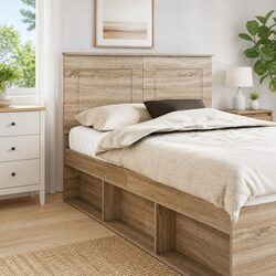 Adjustable Wall-Mounted Headboard Brown Engineered Wood Modern Bedroom Furniture