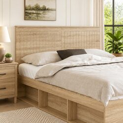 Modern Headboard 150 cm Brown Engineered Wood Bedroom Furniture Minimalist