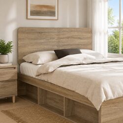 Headboard Engineered Wood Brown Modern Bedroom Furniture Decor Design Rectangle