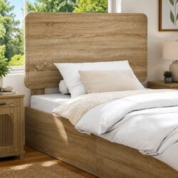Headboard Modern Bedroom Furniture Engineered Wood Brown Rectangle Design