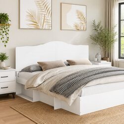 Headboard White Modern Bedroom Furniture Engineered Wood Wall Mounted Minimalist