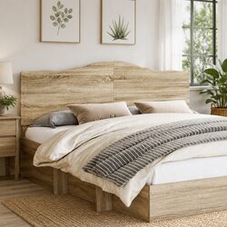 Headboard Brown Engineered Wood Modern Bedroom Furniture Minimalist Sleek Design