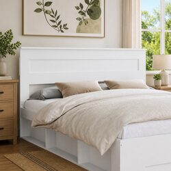 White Engineered Wood Headboard Modern Bedroom Furniture Contemporary Design