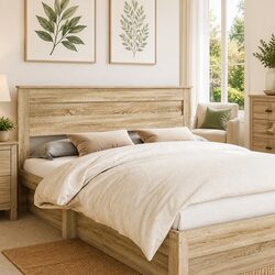 Brown Engineered Wood Headboard Modern Bedroom Furniture Contemporary Style