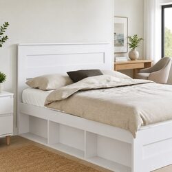 White Engineered Wood Headboard Modern Bedroom Furniture Contemporary Design