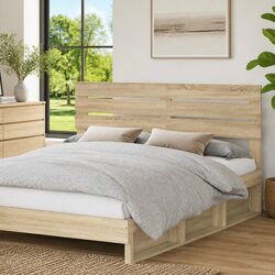 Modern Headboard Brown Engineered Wood Rectangular Bedroom Furniture Sleek