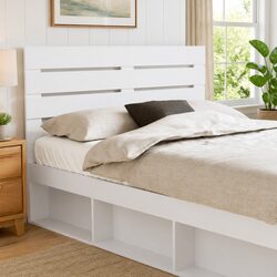 White Engineered Wood Headboard Modern Bedroom Furniture Rectangular Design
