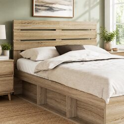 Modern Headboard Engineered Wood Rectangular Bedroom Furniture Brown Indoor