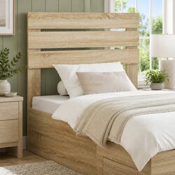 Modern Headboard Rectangular Design Brown Engineered Wood Bedroom Furniture