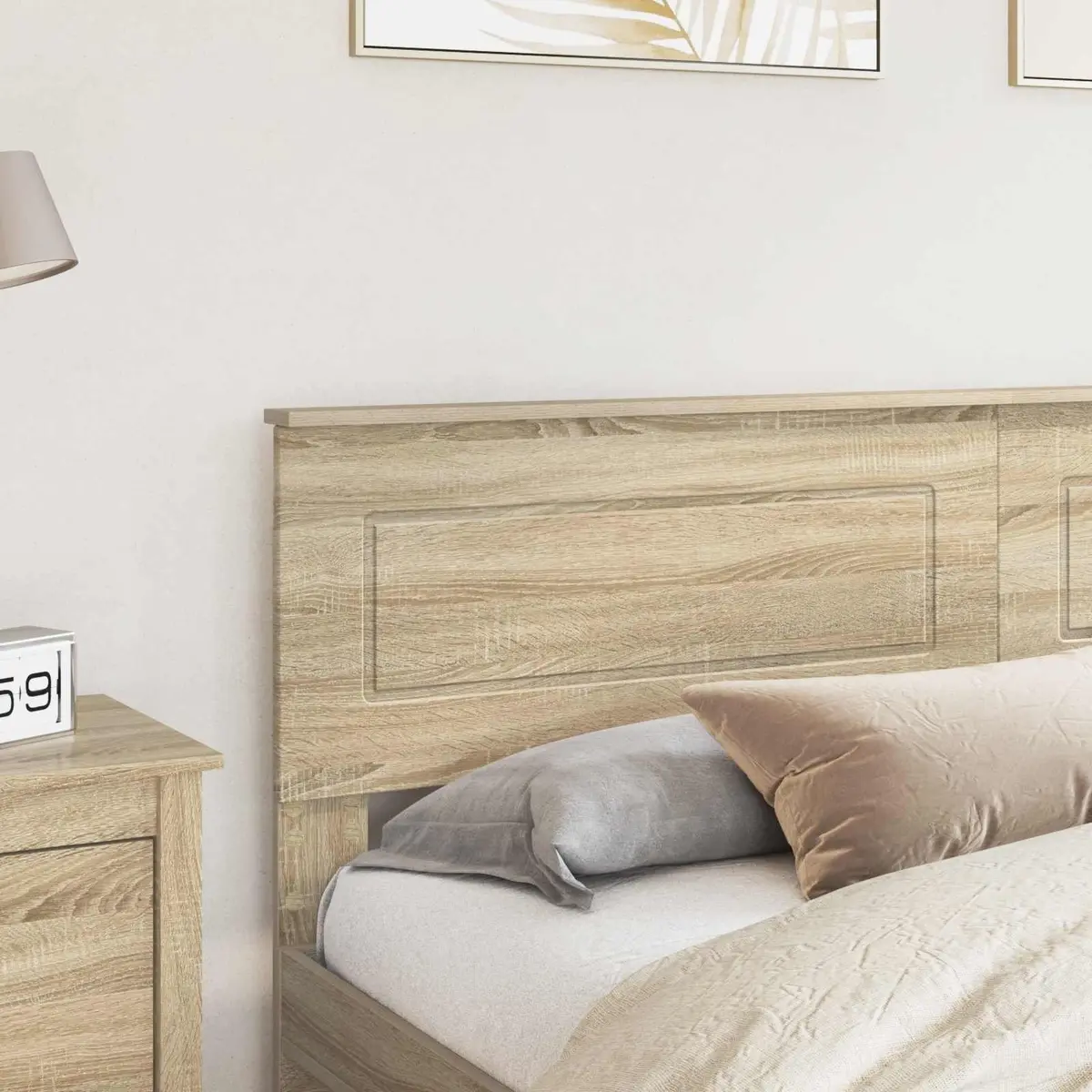 Headboard Modern Engineered Wood Rectangular Brown Sonoma Oak
