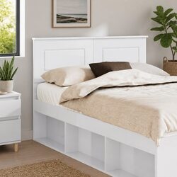 Headboard White Modern Bedroom Engineered Wood Rectangular Contemporary Bedframe