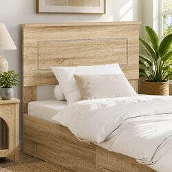 Headboard Engineered Wood Brown Bedroom Furniture Modern Minimalist Design