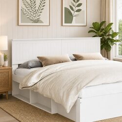 White Engineered Wood Headboard Modern Minimalist Bedroom Furniture Rectangular