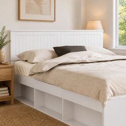 White Engineered Wood Headboard Modern Minimalist Bedroom Furniture Rectangular