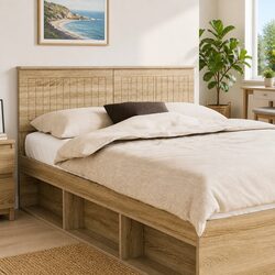 Headboard Engineered Wood Bedroom Furniture Modern Minimalist Design Brown