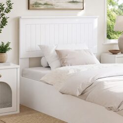 Modern White Headboard Engineered Wood Bedroom Furniture Minimalist Design
