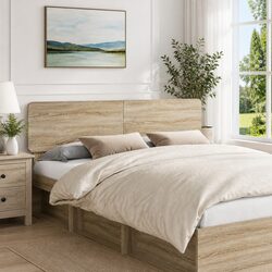 Modern Headboard Brown Engineered Wood Frame Bedroom Furniture Minimalist Design