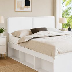 White Headboard Modern Minimalist Design Engineered Wood Bedroom Furniture