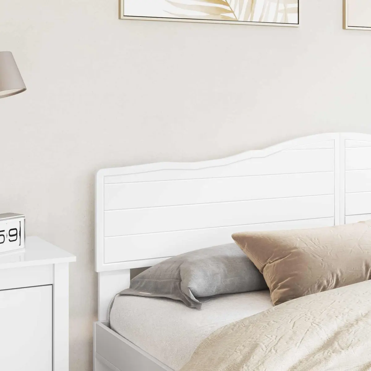 Engineered Wood Headboard Modern Minimalist Rectangular White