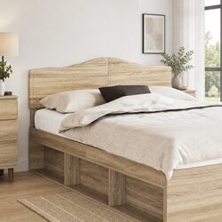 Headboard Modern Bedroom Furniture Engineered Wood Brown Rectangular Design