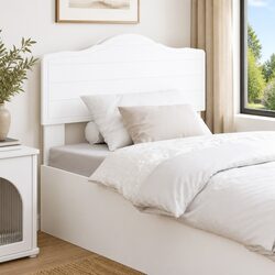 Modern White Headboard Engineered Wood Bedroom Furniture Minimalist Design