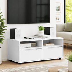 TV Cabinet with Drawer White Modern Storage Unit Living Room Entertainment