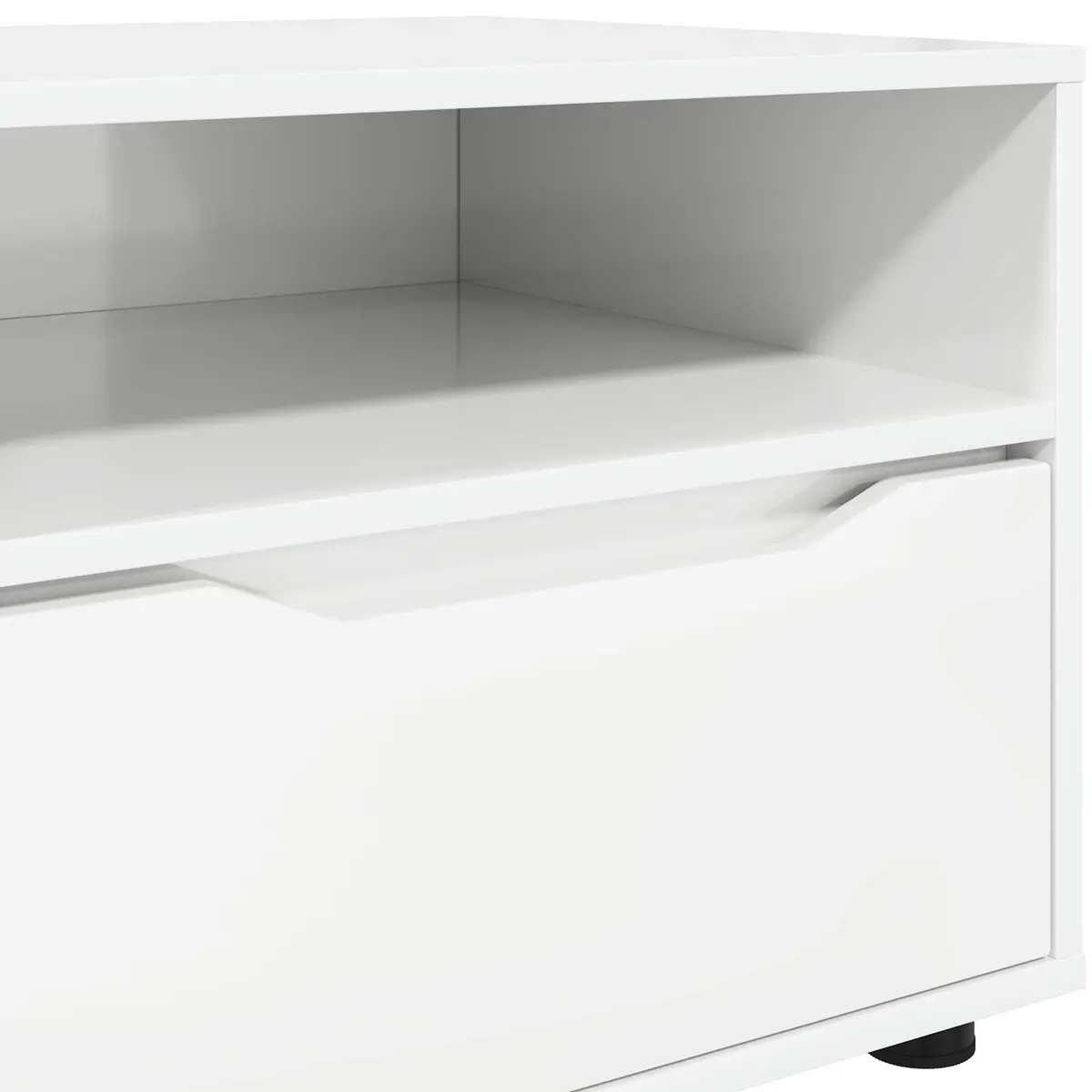 TV Cabinet High Gloss White Modern Storage Unit Engineered Wood 100x48x43cm