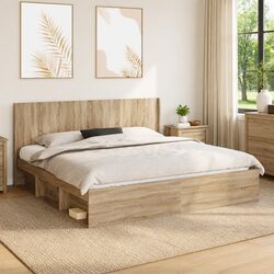 Headboard Engineered Wood Vertical Slat Design Bedroom Furniture Brown