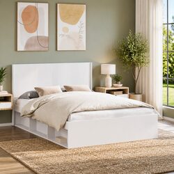 Headboard Bedroom Furniture Vertical Slat Design Engineered Wood Bed Frame Mount