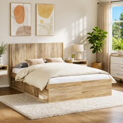 Headboard Engineered Wood Vertical Slat Design Bedroom Furniture Brown