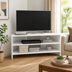 Corner TV Cabinet White Modern Living Room Storage Furniture Engineered Wood