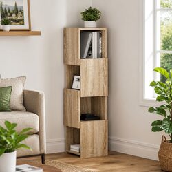Corner Storage Cabinet Brown Sonoma Oak Modern Furniture Living Room Shelving