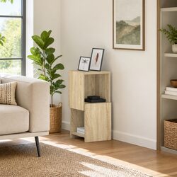 Corner Storage Cabinet Sonoma Oak Brown Modern Living Room Organiser Shelving
