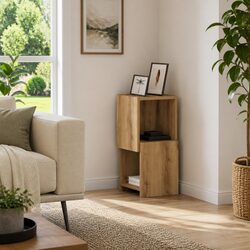 Corner Storage Cabinet 25.5x25x55cm Brown Modern Living Room Shelving Unit