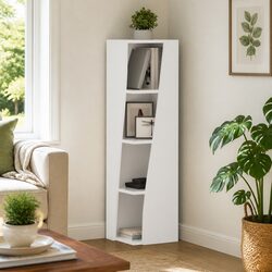 Corner Storage Cabinet 27.5x27x102cm Modern Living Room Shelving Unit