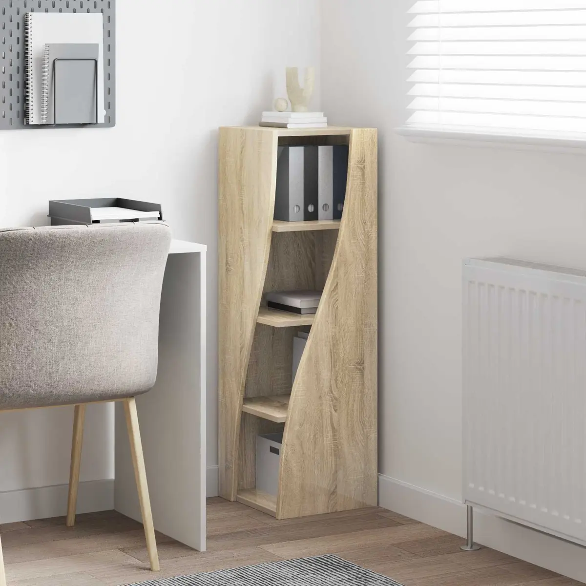 Corner Storage Cabinet Brown Engineered Wood Living Room Shelving Unit