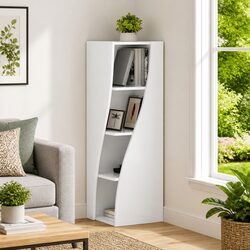 Corner Storage Cabinet High Gloss White Modern Living Room Cupboard 32x32x102cm