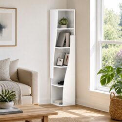 Corner Storage Cabinet 27.5x27x140cm Modern Living Room Shelving Unit