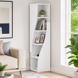 Corner Storage Cabinet 32x32x140cm Modern Living Room Shelving Unit